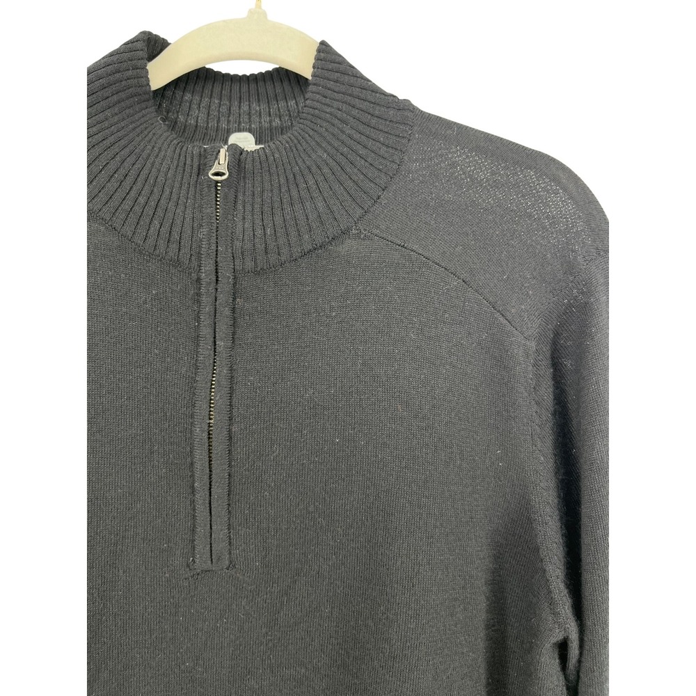 Smartwool Sparwood Mens Black Merino Wool 1/4 Zip Mock Neck Sweater Size M